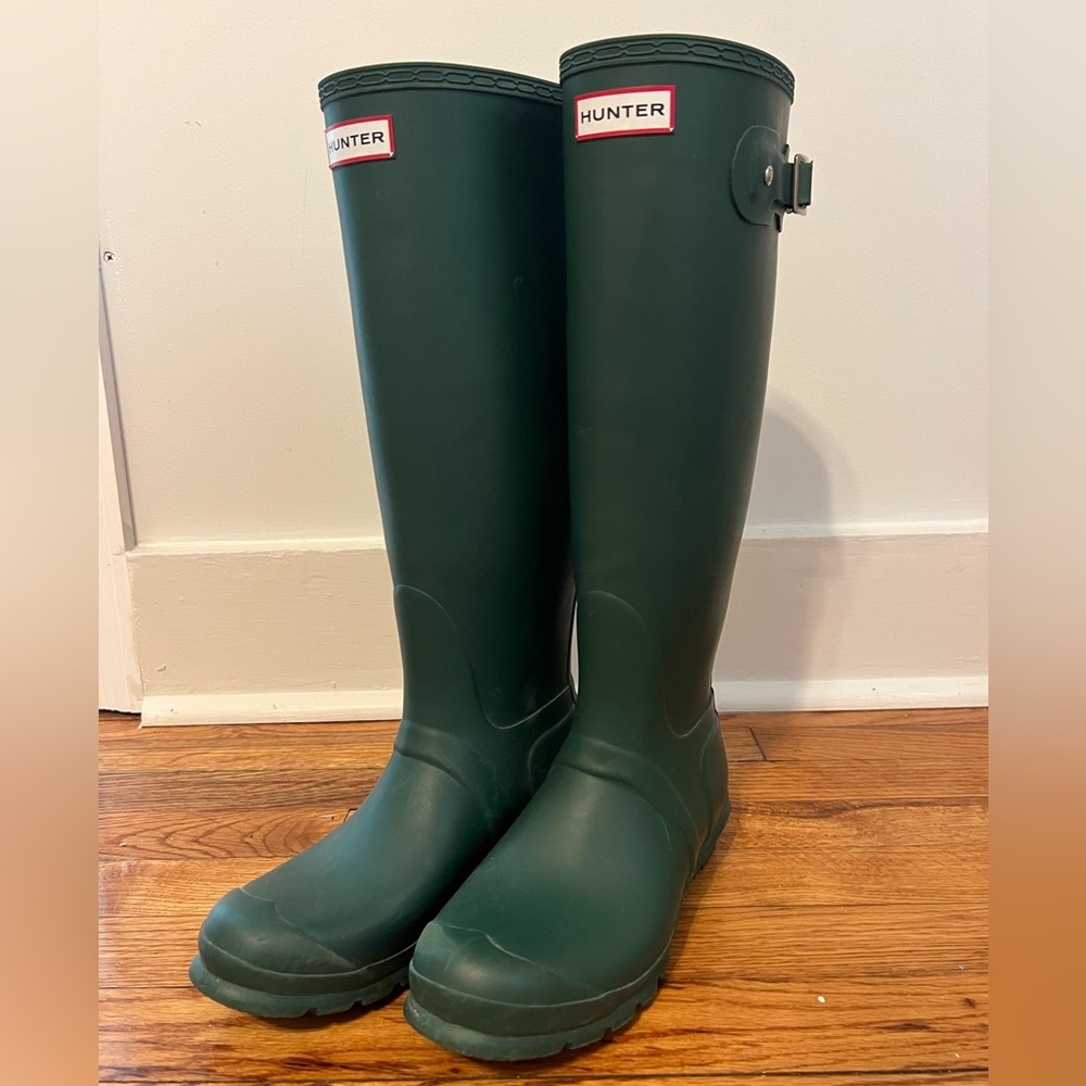 Hunter Green Hunter Tall Rain Boots Size 8W, Size 7M